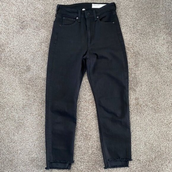 RAG and BONE Nina High-Rise Ankle Cigarette Jeans Pants Black Coal Sz 25 - Picture 3 of 13